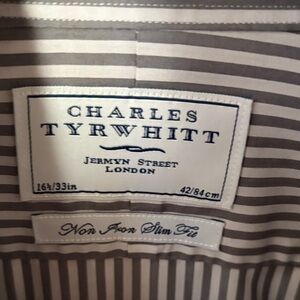 Charles Tyrwhitt Men's Gray Striped Dress Shirt